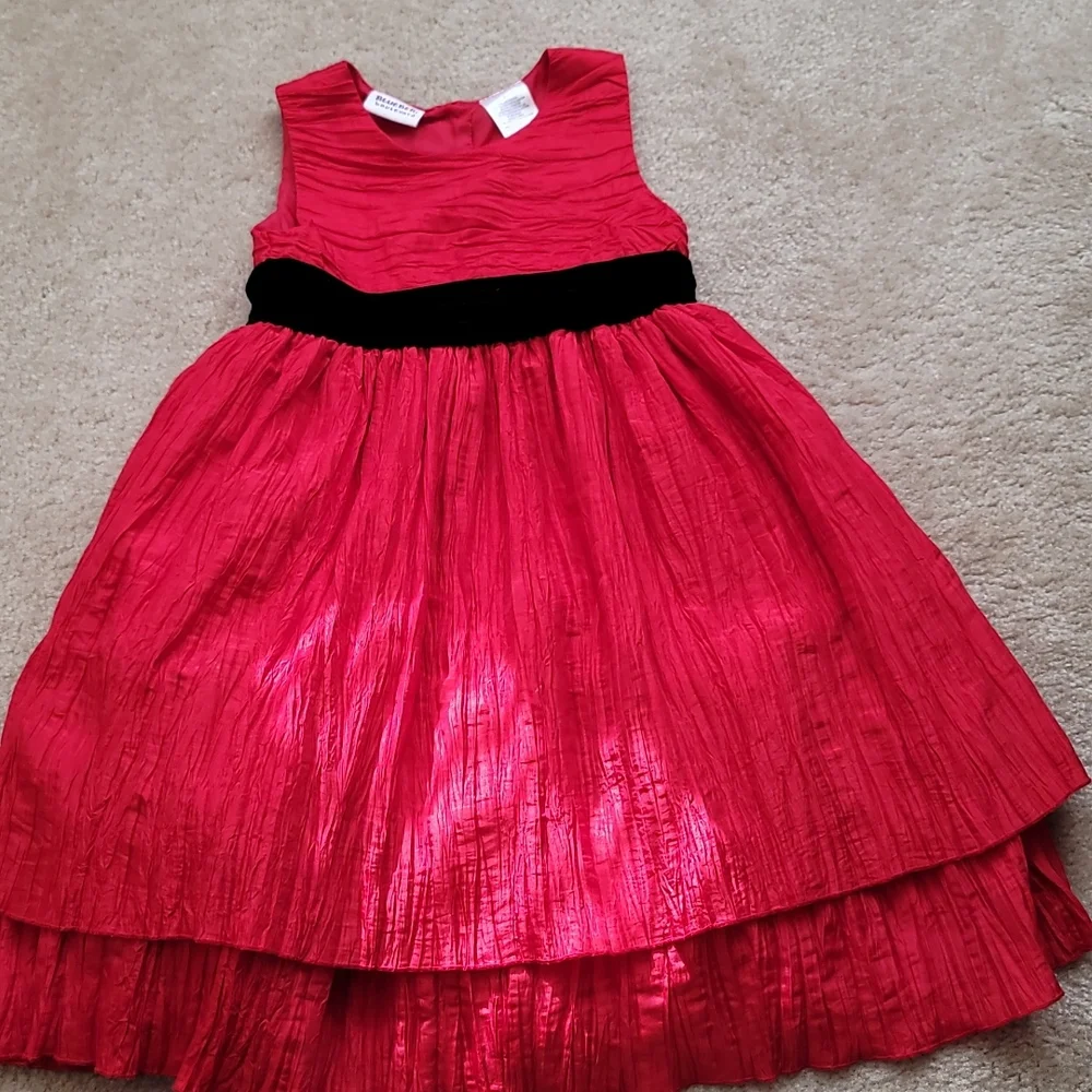RED & BLACK girls Dress Sz 6 Like New - Picture 2 of 4